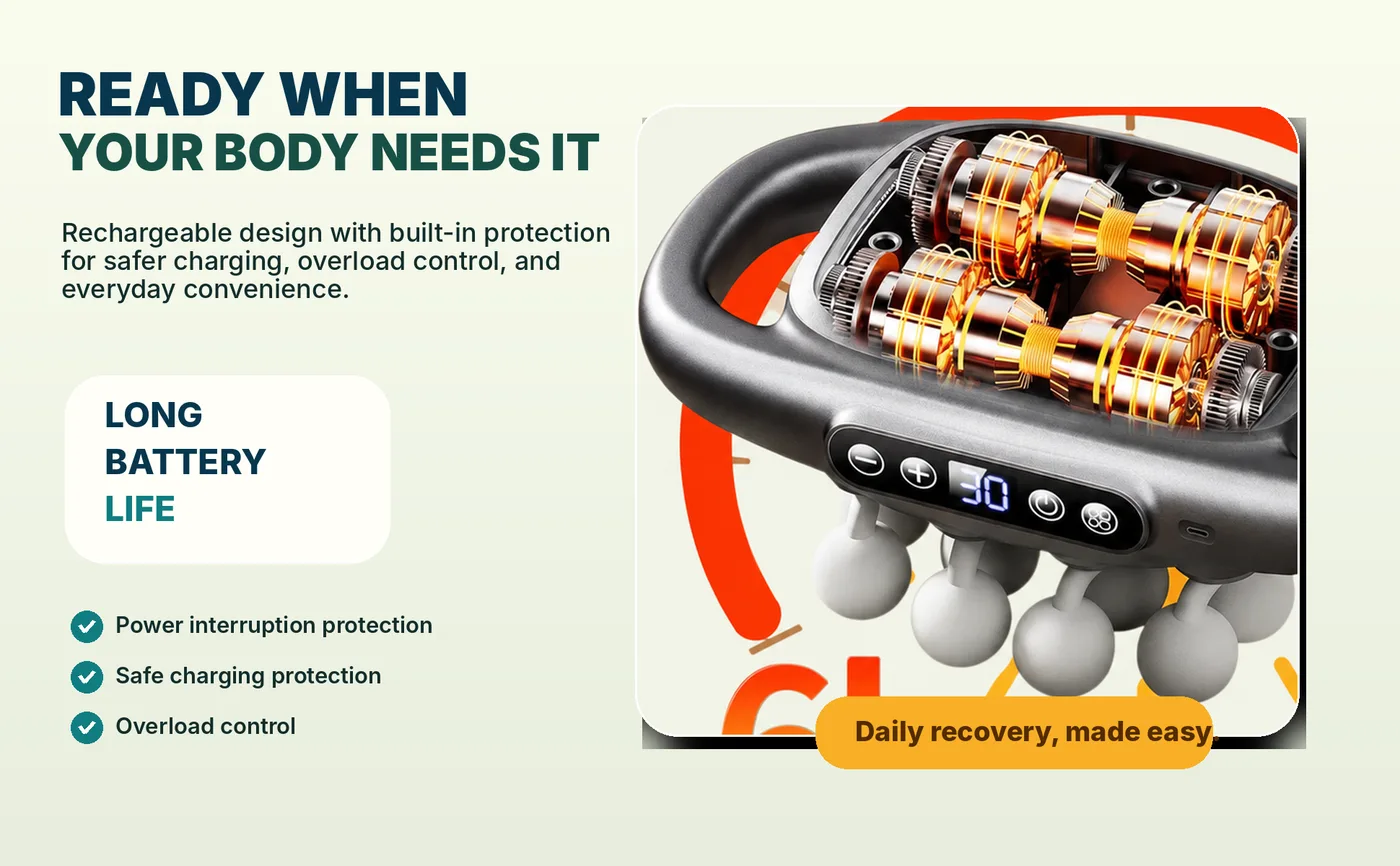 Cordless and rechargeable — grab it whenever tension builds