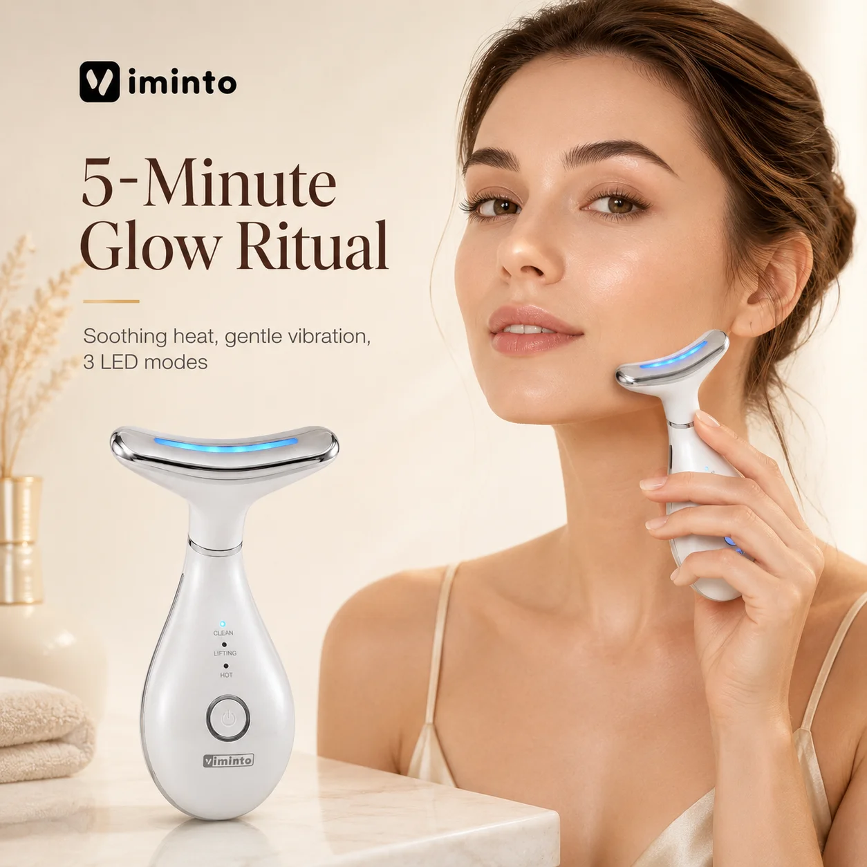 VIMINTO 3-in-1 Face Massager — feature banner 2: benefits and how it works