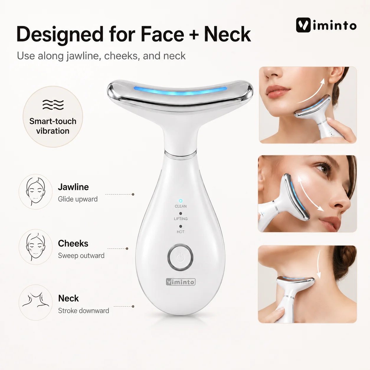VIMINTO 3-in-1 Face Massager — feature banner 5: benefits and how it works
